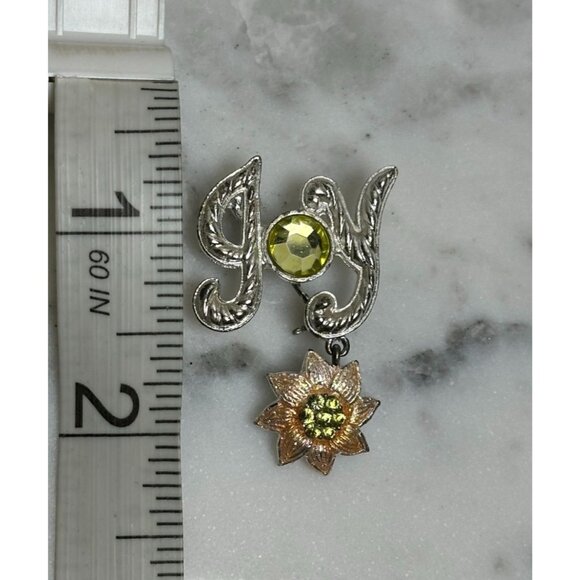 Christopher Radko Joy Pin Christmas Brooch / Poinsettia Silver Gold Tone Rhinest - Picture 4 of 4